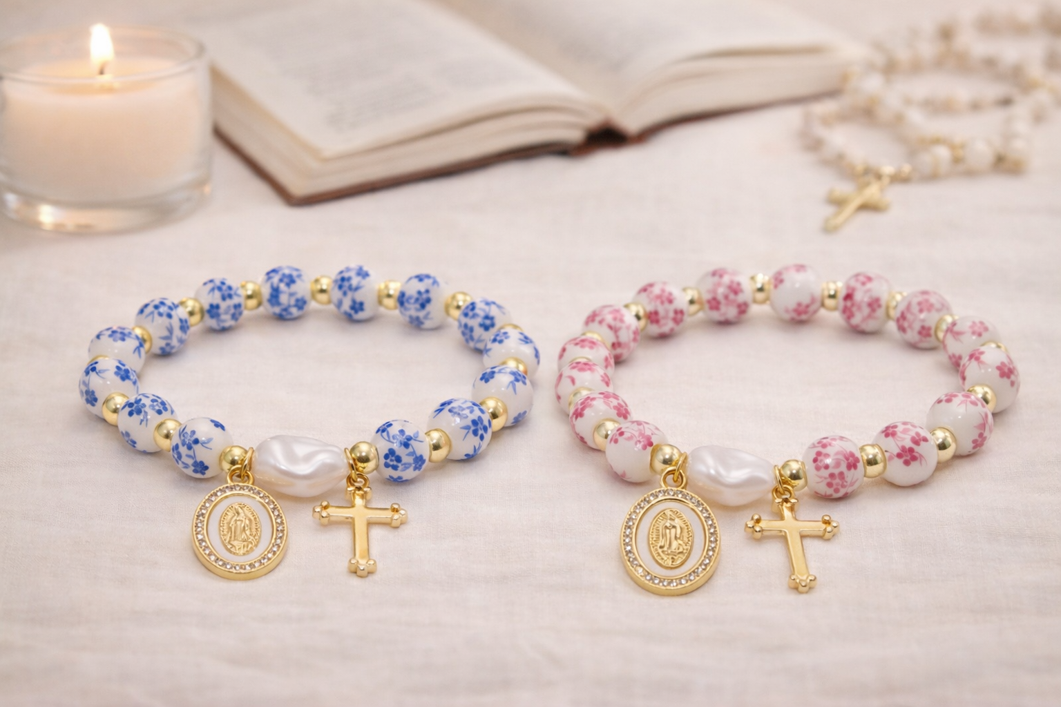 Faith & Gold Pearl Marian Bracelet