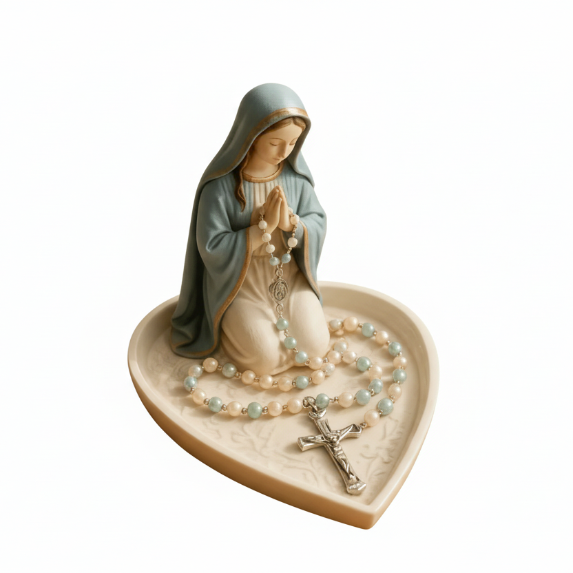Jesus / Mary Statue With Tray