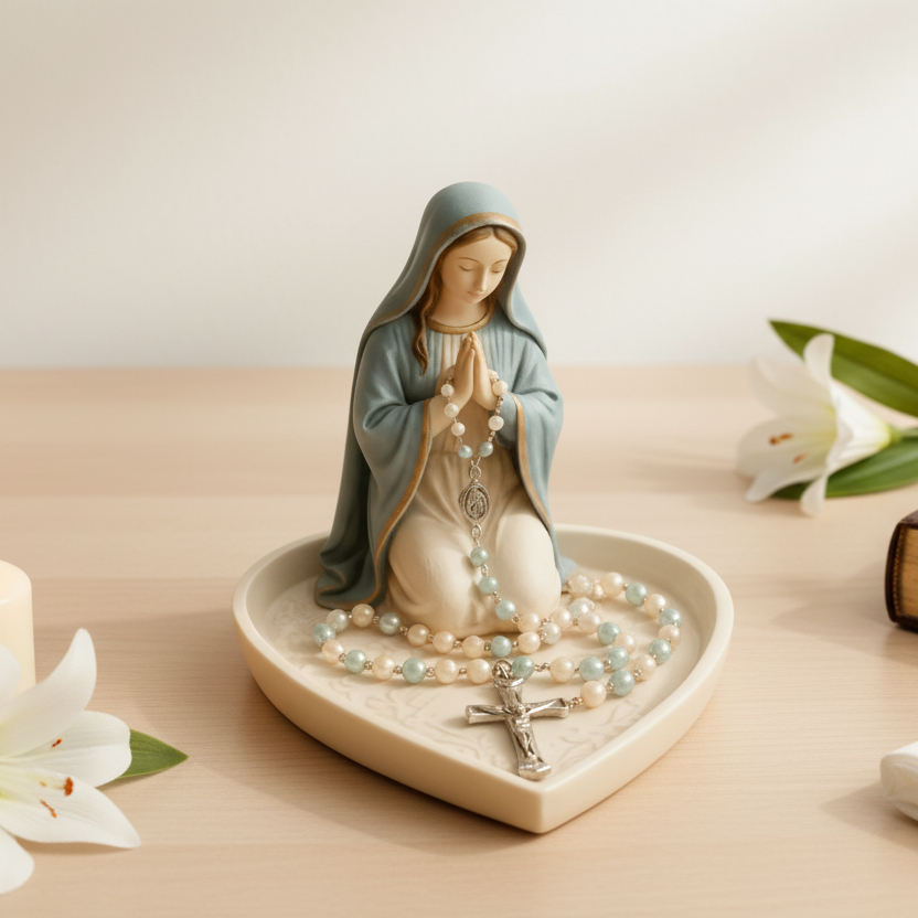 Jesus / Mary Statue With Tray