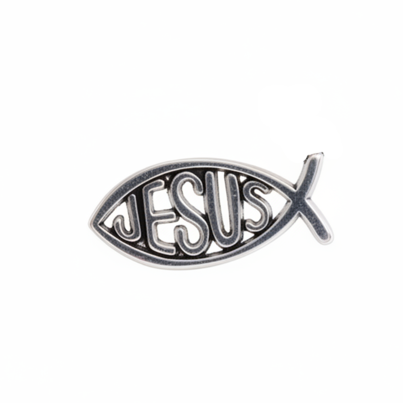 Jesus Fishbone Metal Badge