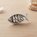 Jesus Fishbone Metal Badge