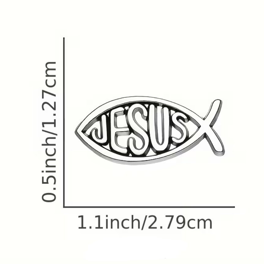 Jesus Fishbone Metal Badge