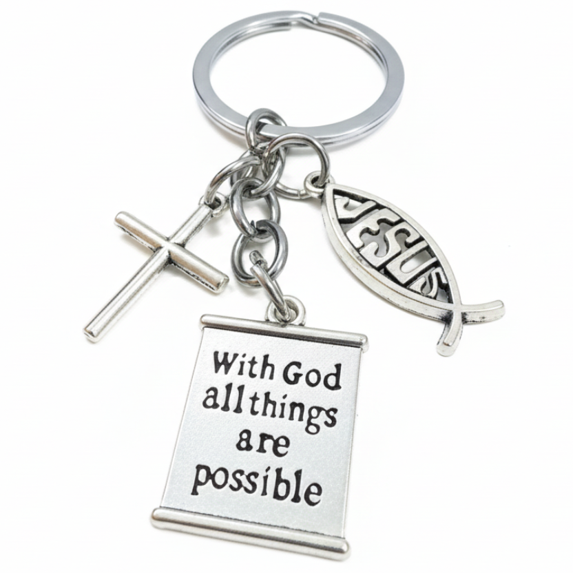 Bible Verse Keychain with Cross