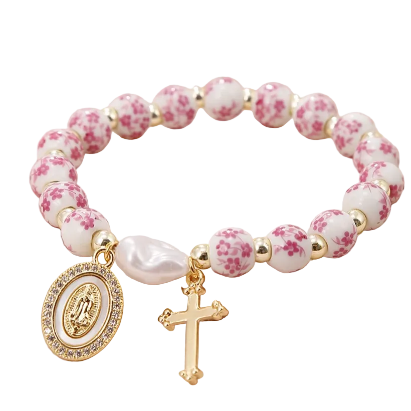 Faith & Gold Pearl Marian Bracelet