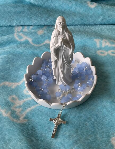 Virgin Mary Statue Standing With Tray