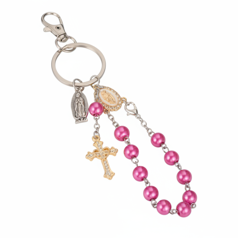 Rosary Cross Pendant Keyring