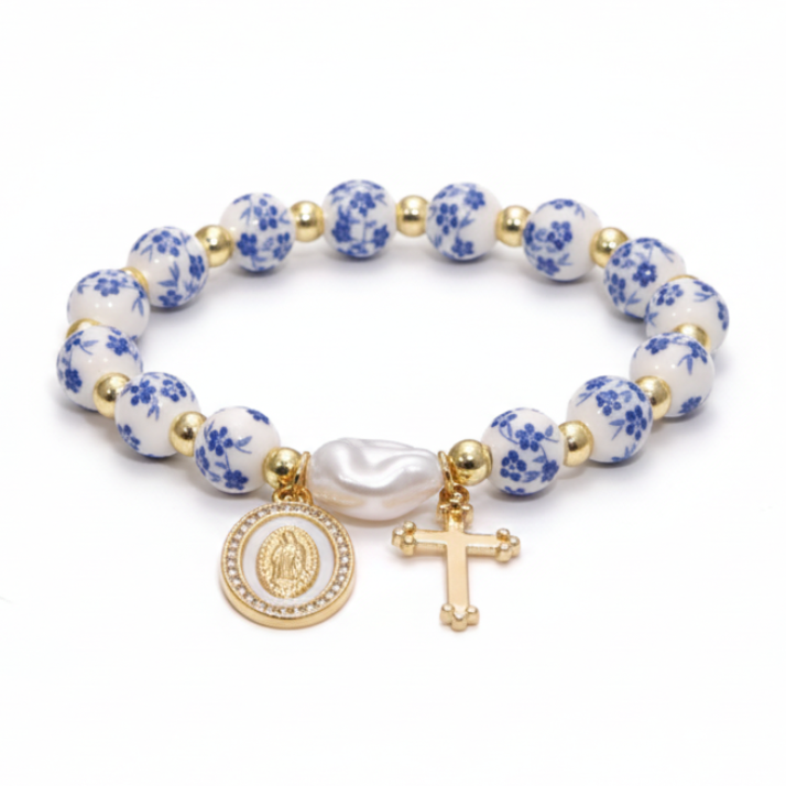 Faith & Gold Pearl Marian Bracelet